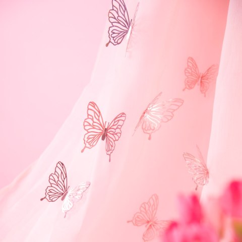 Naklejki na ścianę 3D Motyle ażurowe różowe złoto 12szt.