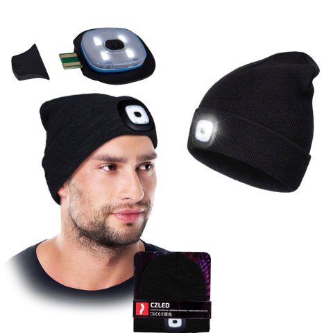 Czapka Zimowa LED Z Wymienną Latarką REIS CZLED_B