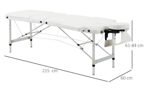 Łóżko Do Masażu Składane Aluminiowe Białe PAKO 700-039WT
