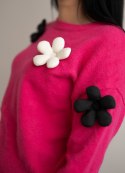 Beauty Women - Sweter różowy w kwiaty - S/M